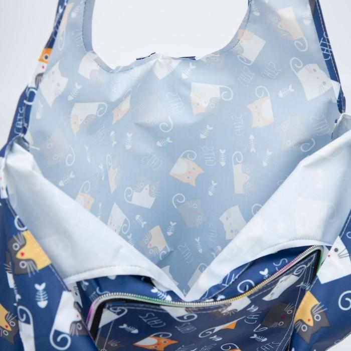 Сумка хозяйственная на кнопке, складная, цвет синий Сумка хозяйственная на кнопке, складная, цвет синий