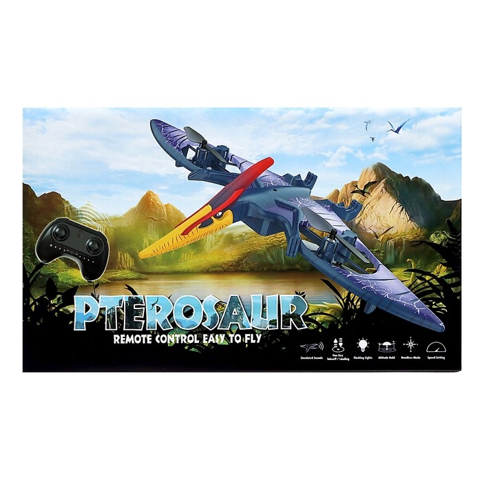 Квадрокоптер «Дино. Птерозавр», радиоуправление, свет, звук, с аккумулятором Квадрокоптер «Дино. Птерозавр», радиоуправление, свет, звук, с аккумулятором