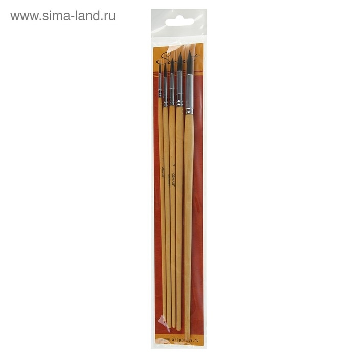 Набор кистей Белка 5 штук, ЗХК Набор кистей Белка 5 штук, ЗХК "Сонет", №1, (круглые №1; 3; 4; 5; 7), длинная ручка, 8745468