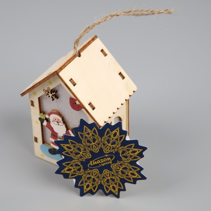 Ёлочная игрушка «Дед Мороз с подарками», от батареек, свечение тёплое белое Ёлочная игрушка «Дед Мороз с подарками», от батареек, свечение тёплое белое