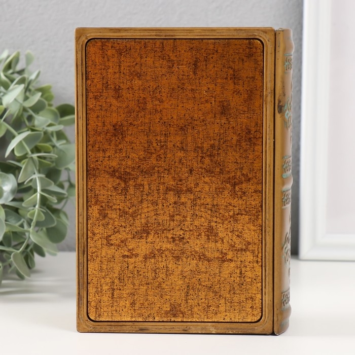 Шкатулка-книга металл, кожзам Шкатулка-книга металл, кожзам "Корабль в океане" с зеркалом 17х12х5 см