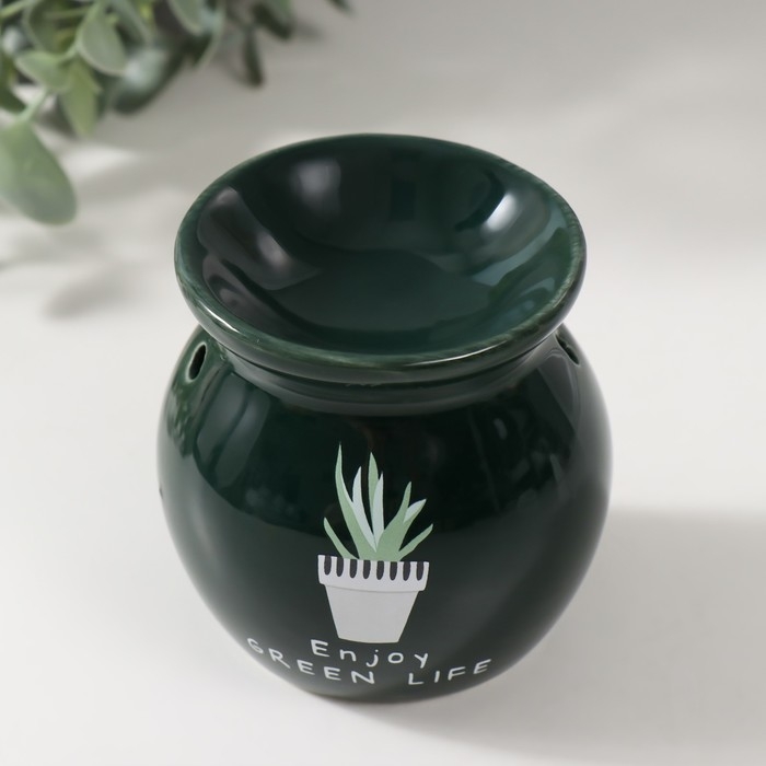 Аромалампа керамика Аромалампа керамика "Растение в горшке" зелёная 7,2х7,2х7,8 см