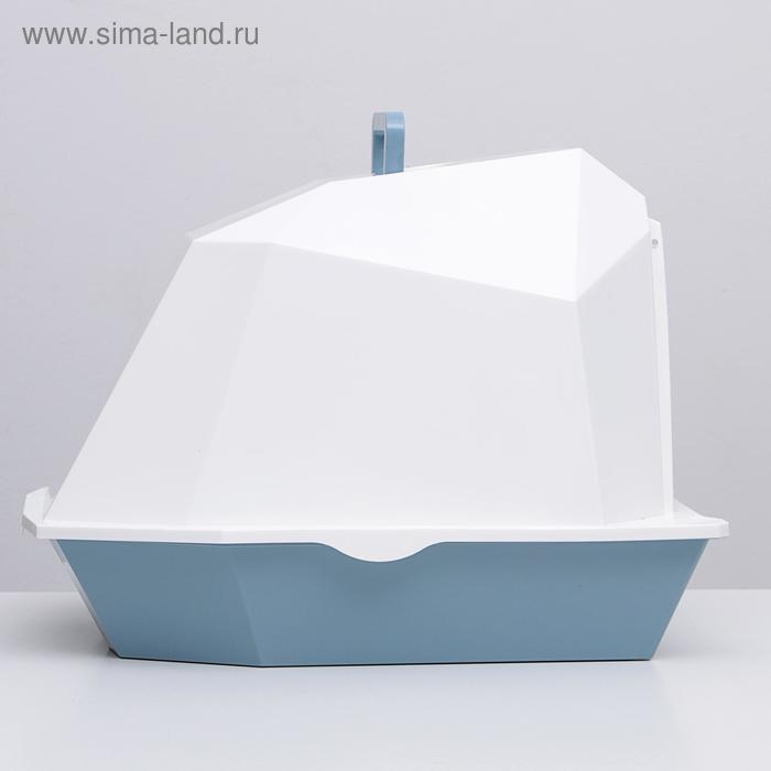 Туалет для кошек фигурный закрытый с совком, 54 х 37 х 40 см, бело-серый Туалет для кошек фигурный закрытый с совком, 54 х 37 х 40 см, бело-серый