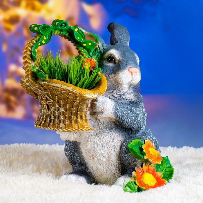 Садовая фигура  Садовая фигура "Зайка с лукошком" 29х26х32см