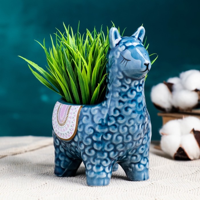 Кашпо  Кашпо "Лама Ама" 14х10х15см, 0,3 л, d-6,5, микс