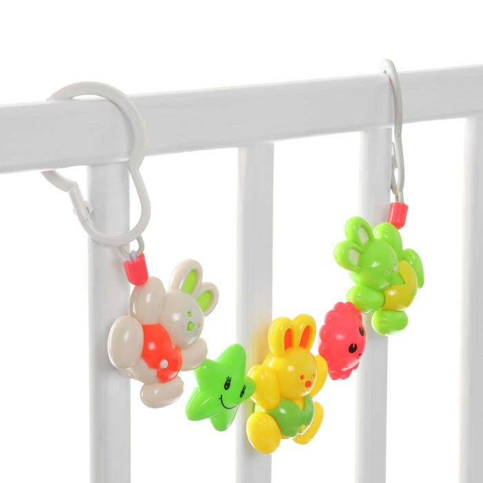 Растяжка на коляску/кроватку «Зайчики», 3 игрушки, Крошка Я Растяжка на коляску/кроватку «Зайчики», 3 игрушки, Крошка Я