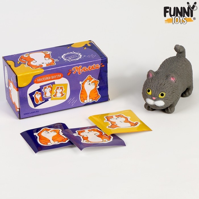 Мялка-антистресс тянучка «Котик» + подарок, с песком Мялка-антистресс тянучка «Котик» + подарок, с песком