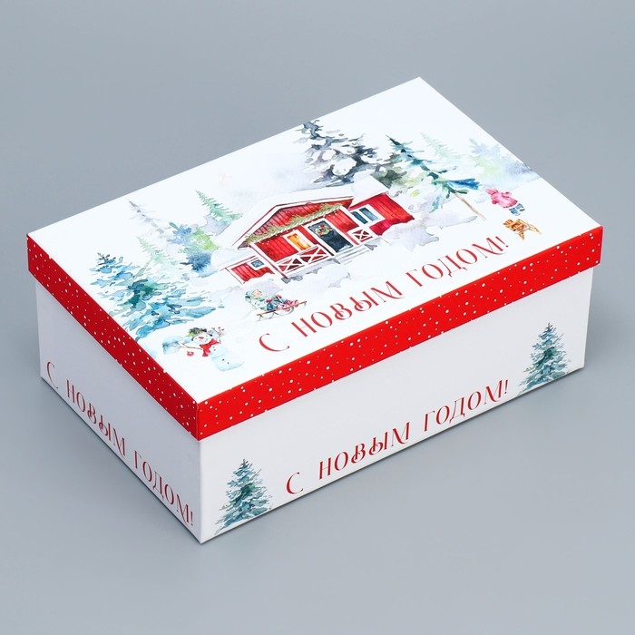 Набор подарочных коробок 10 в 1 «Новогодняя акварель», 12 х 7 х 4 - 32.5 х 20 х 12.5 см, Новый год