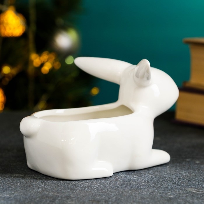 Кашпо  Кашпо "Сканди заяц" белый, 13х8х9см