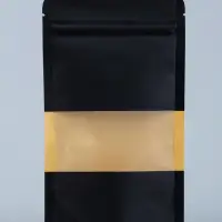 Пакет Zip-lock Крафт с прямоугольным окном, черный,12&times;20&times;4 см