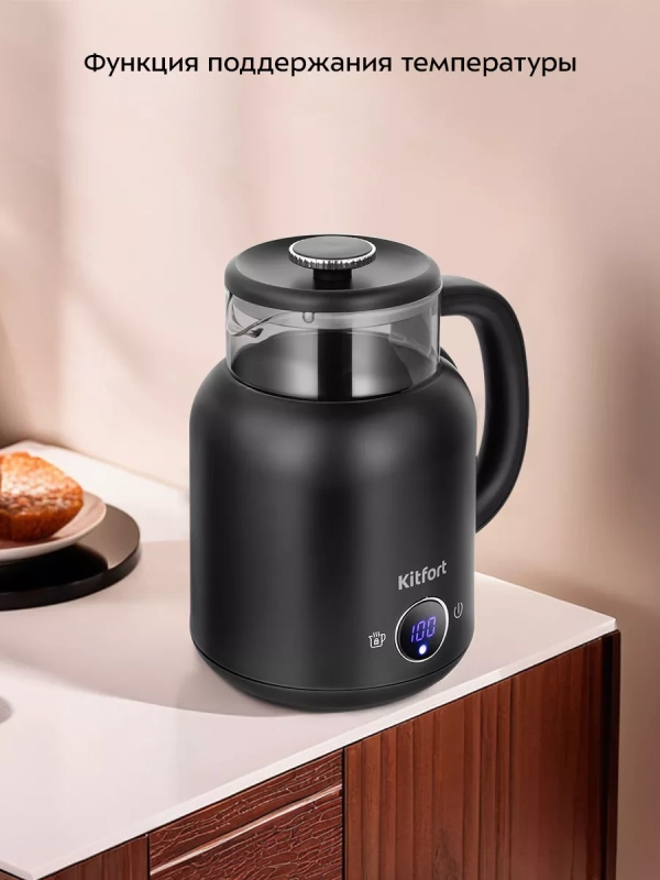 Чайник электрический с терморегулятором КТ-6725 - 1,5 л Чайник электрический с терморегулятором КТ-6725 - 1,5 л