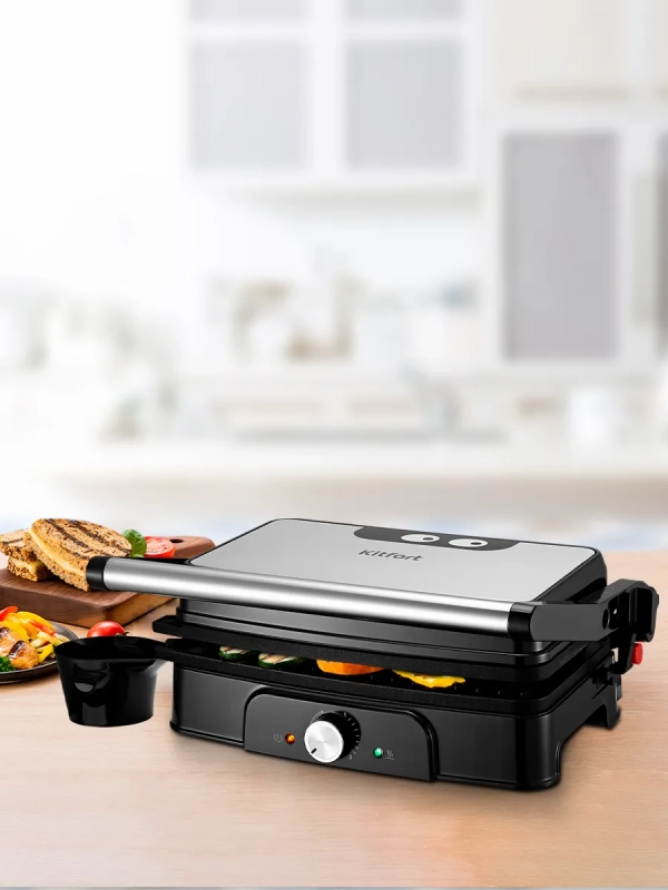 Электрогриль КТ-1659 двусторонний гриль электрический 1500Вт