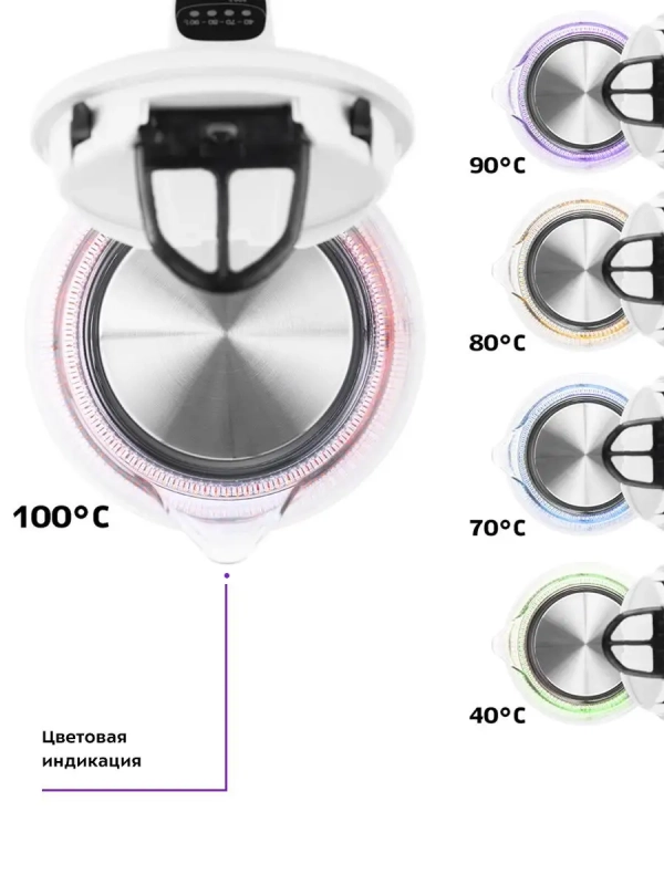 Чайник электрический стеклянный с подсветкой КТ-640 - 1.7 л Чайник электрический стеклянный с подсветкой КТ-640 - 1.7 л