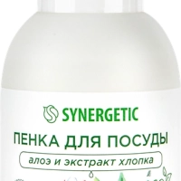 Пенка для мытья посуды SYNERGETIC Алоэ и экстракт хлопка, 500мл