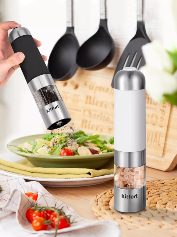 Мельница для специй электрическая для соли и перца КТ-6007 Мельница для специй электрическая для соли и перца КТ-6007