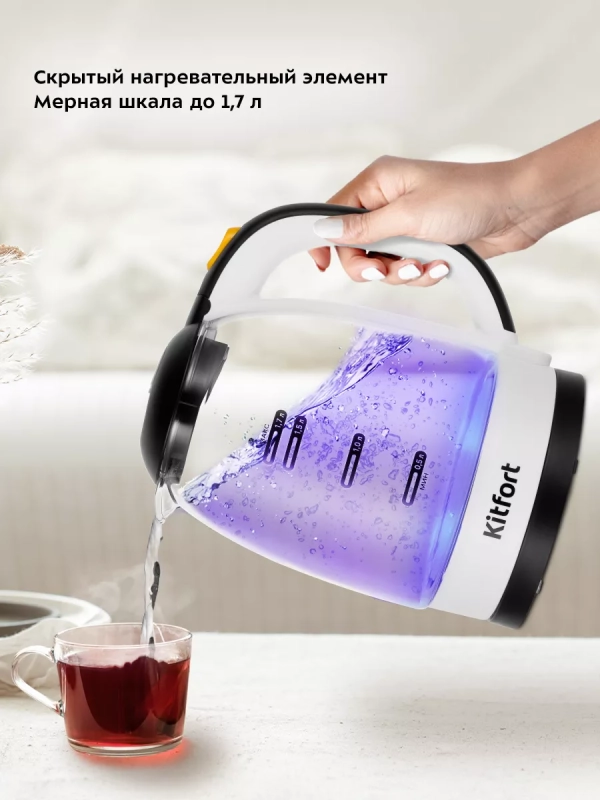 Чайник электрический стеклянный КТ-6633 - 1.7 л Чайник электрический стеклянный КТ-6633 - 1.7 л