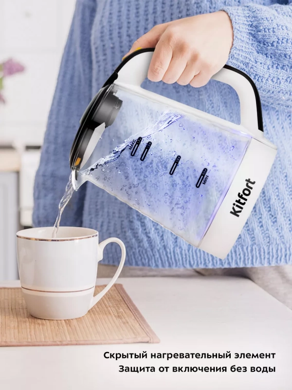 Чайник электрический стеклянный КТ-6634 - 1.7 л Чайник электрический стеклянный КТ-6634 - 1.7 л