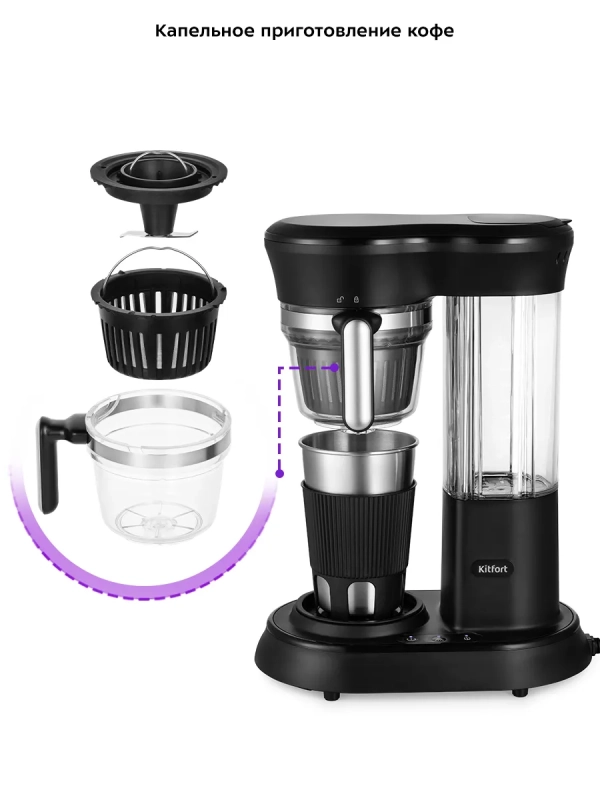 Кофемашина автоматическая капельная КТ-7141 - 600 Вт Кофемашина автоматическая капельная КТ-7141 - 600 Вт