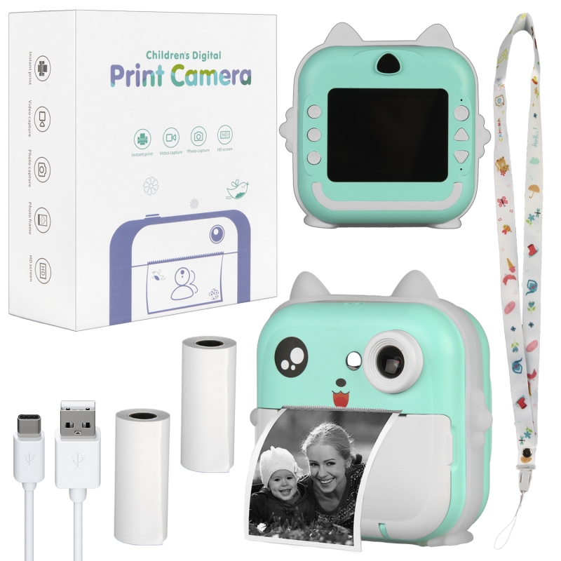 Детский фотоаппарат мгновенной печати зеленый Детский фотоаппарат мгновенной печати зеленый