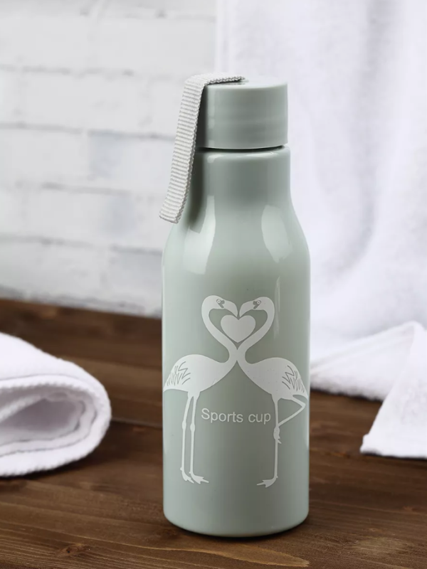 Бутылка для воды пластиковая «Фламинго», 450 мл, цвет серо-голубой Бутылка для воды пластиковая «Фламинго», 450 мл, цвет серо-голубой