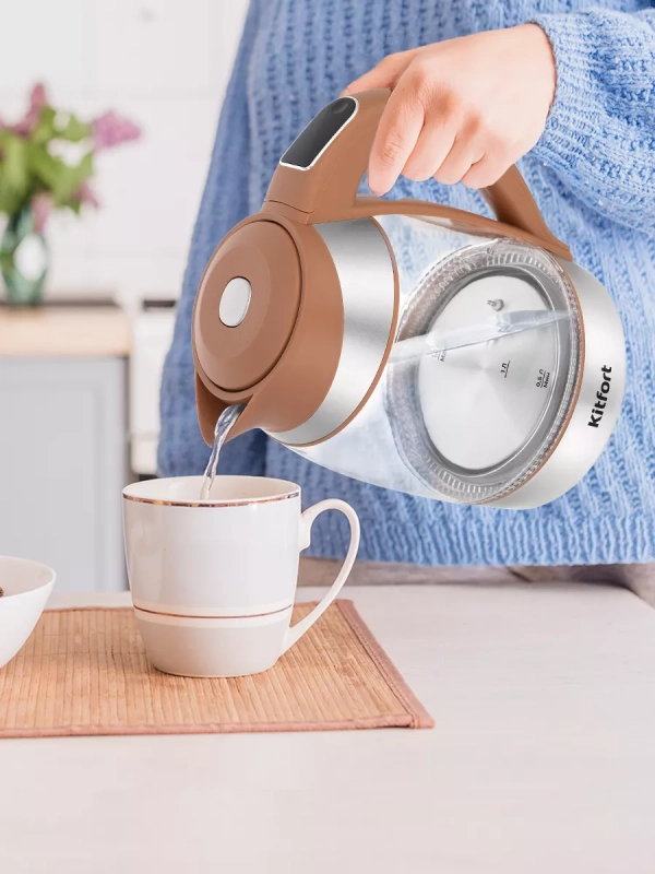 Чайник электрический стеклянный с подсветкой КТ-6661 - 1.8 л Чайник электрический стеклянный с подсветкой КТ-6661 - 1.8 л