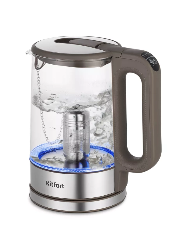 Чайник электрический стеклянный с подсветкой КТ-6664 - 1.7 л Чайник электрический стеклянный с подсветкой КТ-6664 - 1.7 л