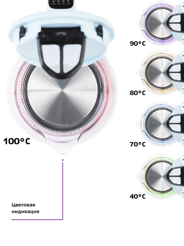 Стеклянный электрический чайник с подсветкой 1.7 л KT-640