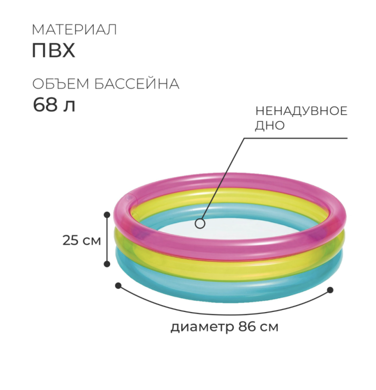 Бассейн надувной «Радуга», 86 х 25 см, 1-3 лет Бассейн надувной «Радуга», 86 х 25 см, 1-3 лет