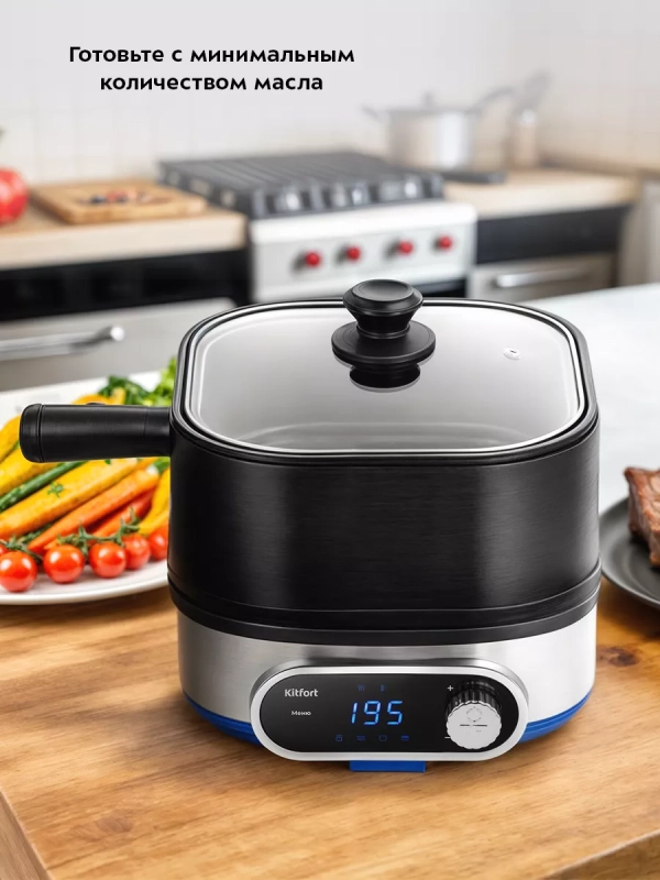 Электросковорода сковорода антипригарная КТ-6304 (3 в 1) Электросковорода сковорода антипригарная КТ-6304 (3 в 1)