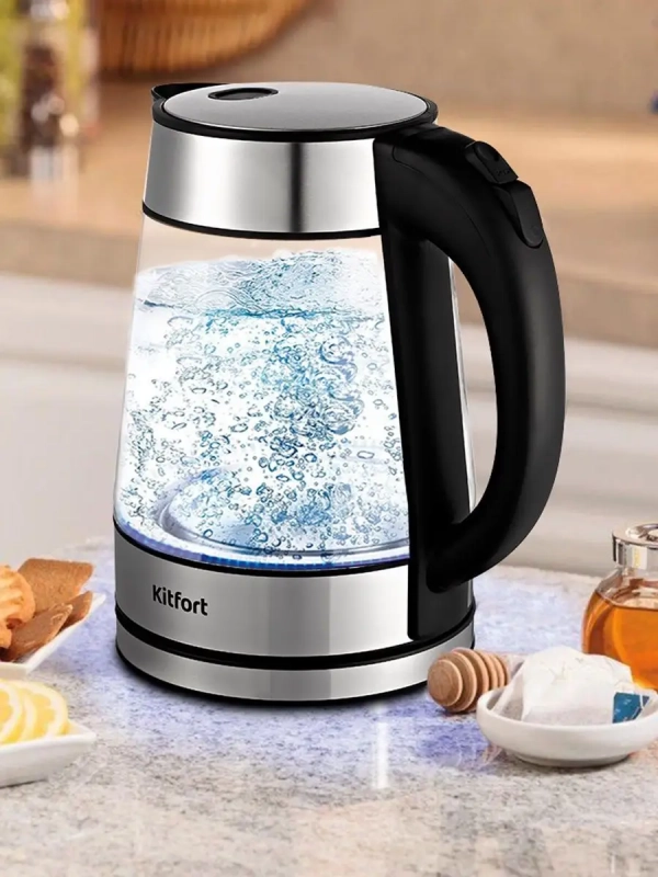 Электрический стеклянный чайник с подсветкой 1.7л KT-6118