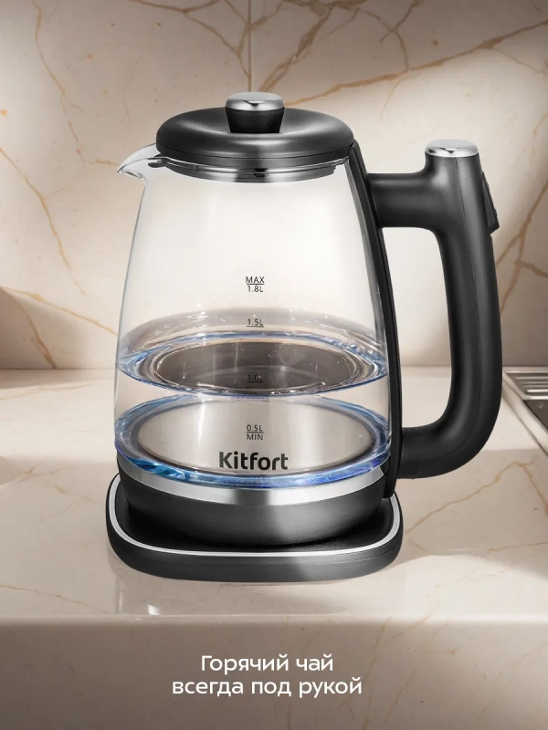 Чайник электрический стеклянный КТ-6728 - 1,8 л Чайник электрический стеклянный КТ-6728 - 1,8 л