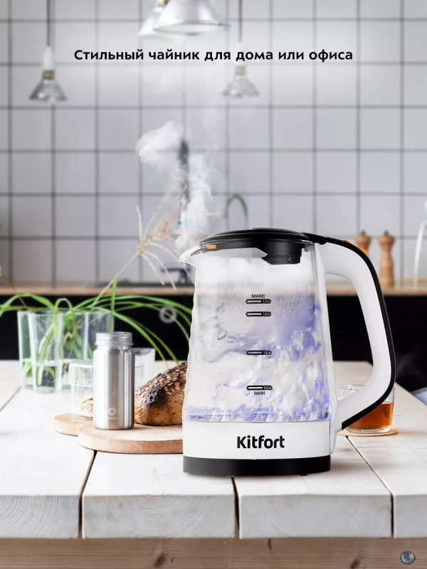 Чайник электрический стеклянный КТ-6634 - 1.7 л Чайник электрический стеклянный КТ-6634 - 1.7 л
