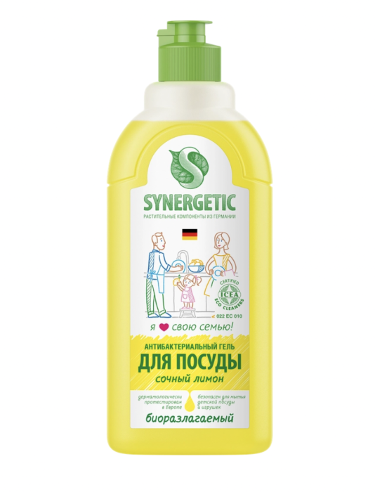 Средство для мытья посуды  сочный лимон Средство для мытья посуды  сочный лимон"SYNERGETIC" 500мл