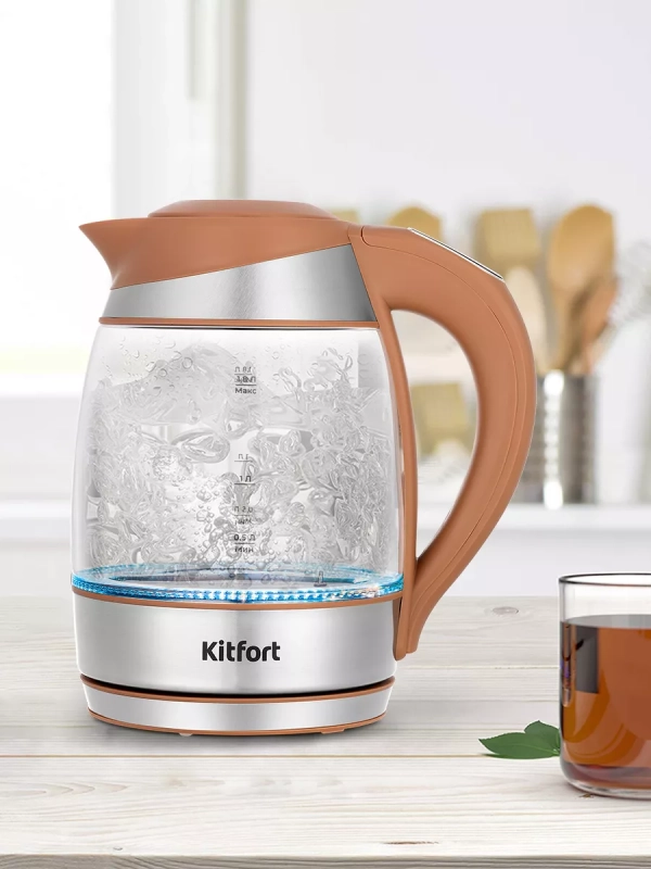 Чайник электрический стеклянный с подсветкой КТ-6661 - 1.8 л Чайник электрический стеклянный с подсветкой КТ-6661 - 1.8 л