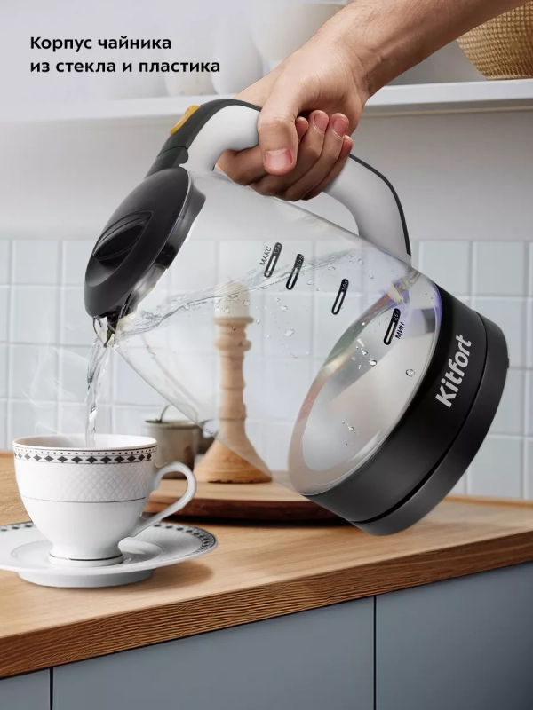 Чайник электрический стеклянный КТ-6632 - 1.7 л Чайник электрический стеклянный КТ-6632 - 1.7 л