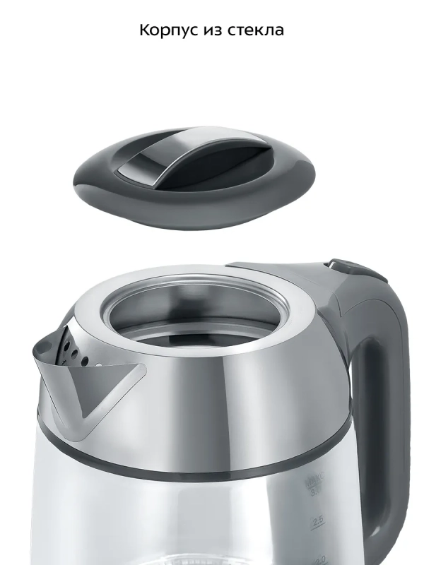Чайник электрический стеклянный КТ-6762 - 3 л