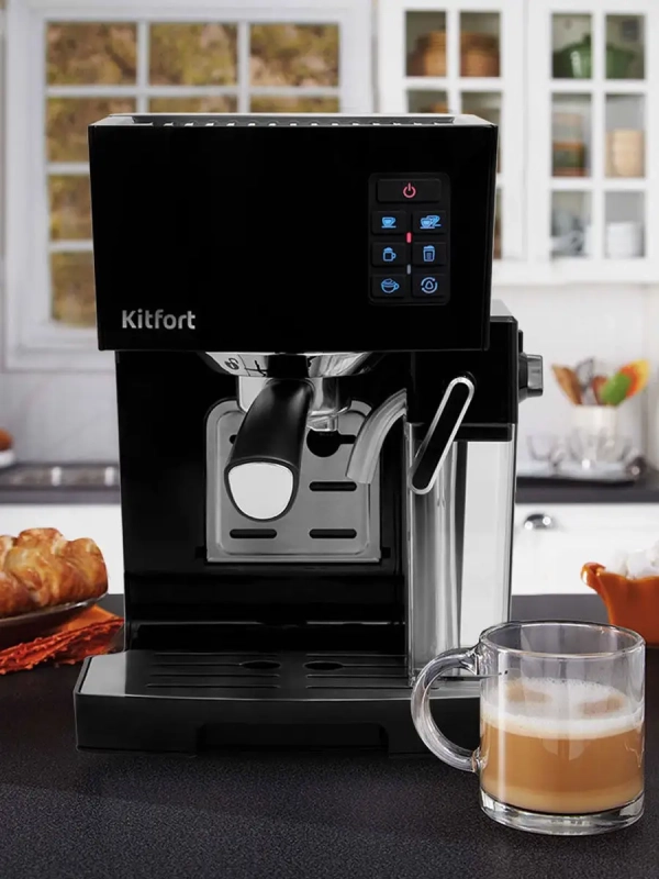 Электрическая рожковая кофеварка с капучинатором KT-743 Электрическая рожковая кофеварка с капучинатором KT-743