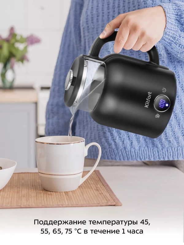 Чайник электрический с терморегулятором КТ-6725 - 1,5 л Чайник электрический с терморегулятором КТ-6725 - 1,5 л