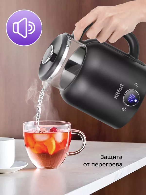 Чайник электрический с терморегулятором КТ-6725 - 1,5 л Чайник электрический с терморегулятором КТ-6725 - 1,5 л