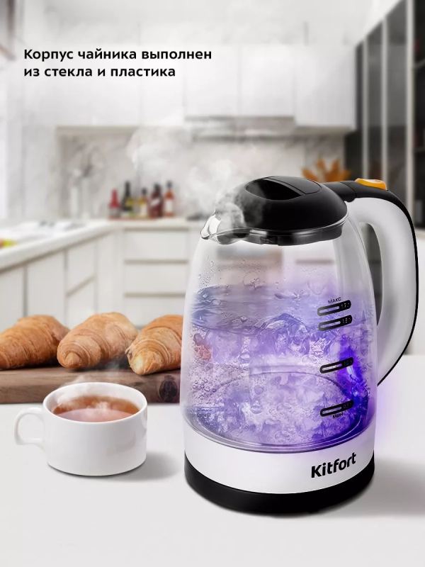 Чайник электрический стеклянный КТ-6633 - 1.7 л Чайник электрический стеклянный КТ-6633 - 1.7 л