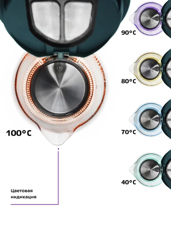 Чайник электрический стеклянный с подсветкой КТ-640 - 1.7 л Чайник электрический стеклянный с подсветкой КТ-640 - 1.7 л