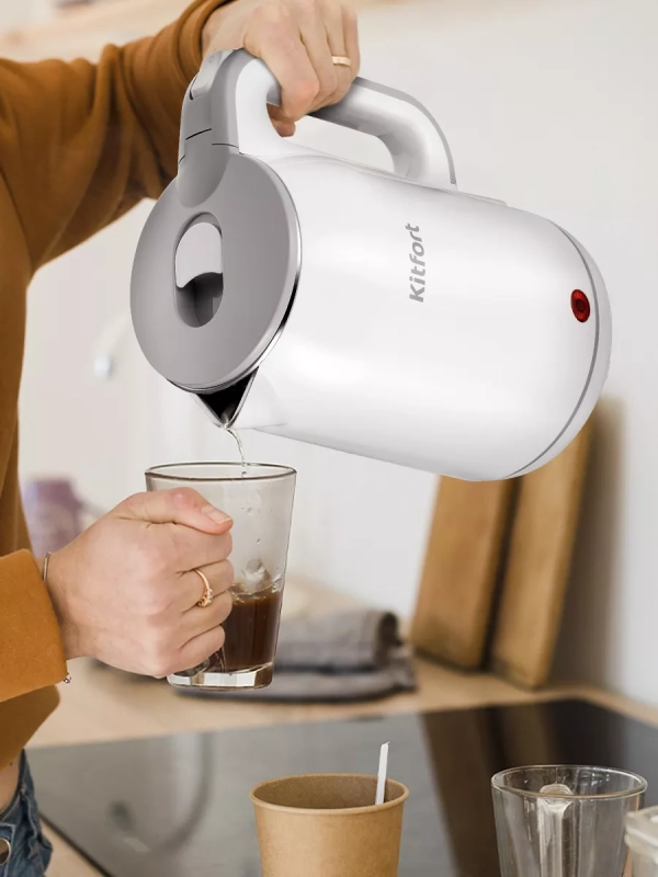 Чайник электрический металлический КТ-6643 - 1.8 л Чайник электрический металлический КТ-6643 - 1.8 л