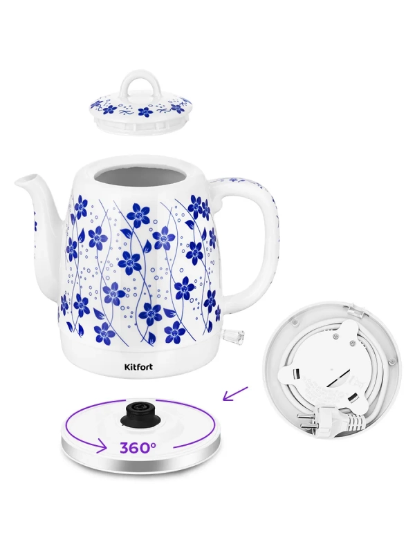 Чайник электрический керамический КТ-6788 - 1 л