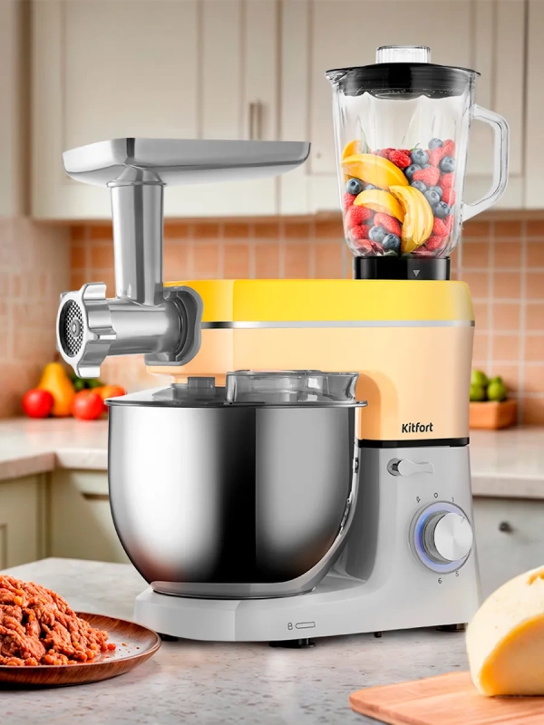Планетарный миксер с чашей блендер мясорубка КТ-3468 (3 в 1)