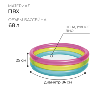 Бассейн надувной «Радуга», 86 х 25 см, 1-3 лет