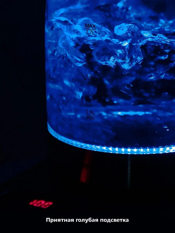 Чайник электрический стеклянный с подсветкой КТ-657 - 1.7 л Чайник электрический стеклянный с подсветкой КТ-657 - 1.7 л