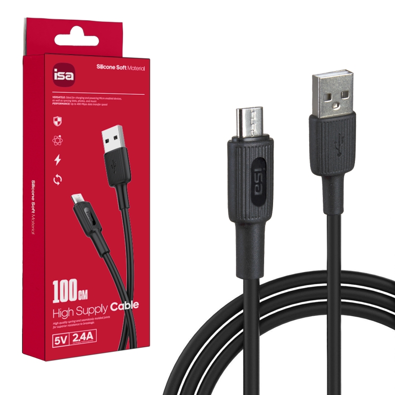 Кабель BX-1 USB на MicroUSB 1m 2A ISA черный Кабель BX-1 USB на MicroUSB 1m 2A ISA черный
