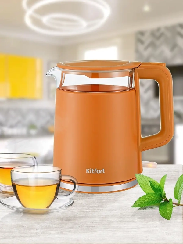Чайник электрический стеклянный КТ-6124 - 1.2 л