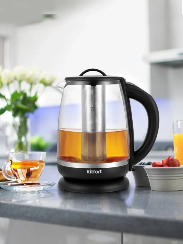 Чайник электрический заварочный с подсветкой КТ-6145 - 2 л Чайник электрический заварочный с подсветкой КТ-6145 - 2 л