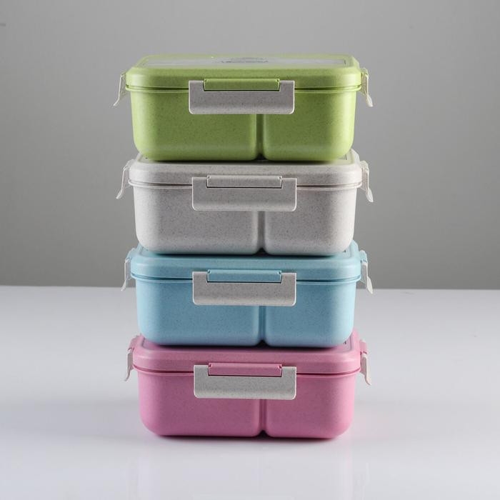 Ланч бокс с отделениями для еды, контейнер для еды, 1.1 л, 21.5 х 7.6 х 15 см, цвет серый Ланч бокс с отделениями для еды, контейнер для еды, 1.1 л, 21.5 х 7.6 х 15 см, цвет серый